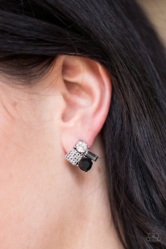 Paparazzi ♥ Mixing Business With Sparkle - Black Post ♥ Post Earrings
