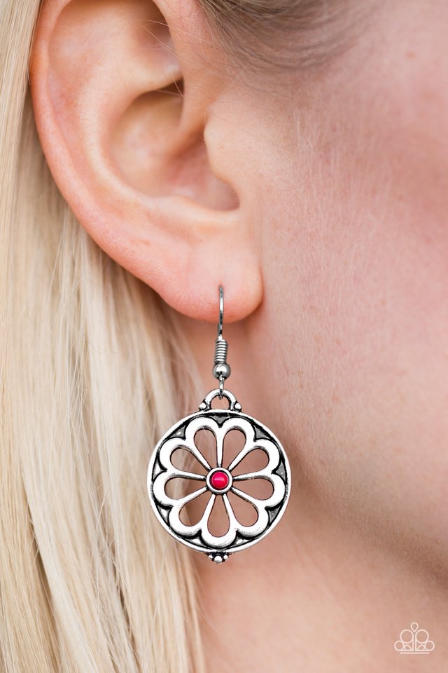 Paparazzi ♥ Common Daisy - Red ♥ Earrings