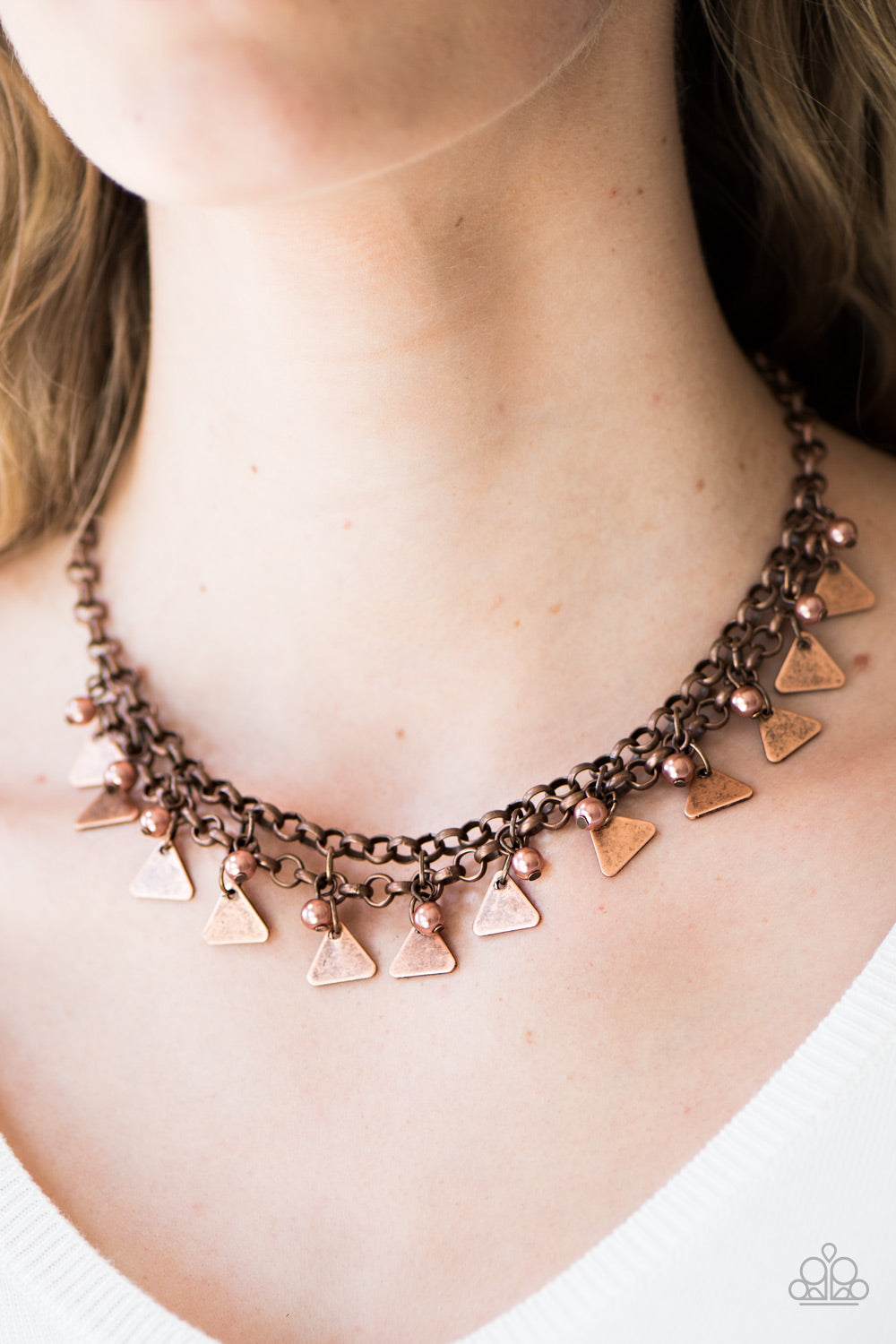Paparazzi ♥ Pretty In Pyramids - Copper ♥  Necklace