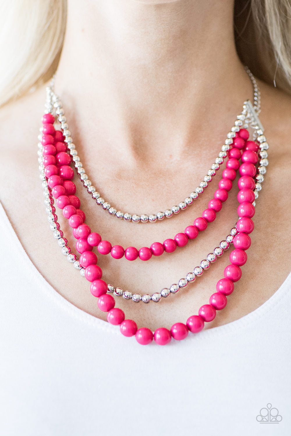 Paparazzi ♥ A FOUR-ce To Be Reckoned With - Pink ♥  Necklace