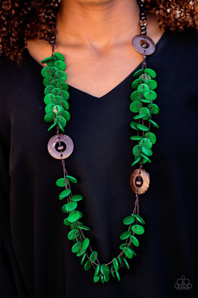 Paparazzi ♥ Greetings From Tahiti - Green ♥ Necklace