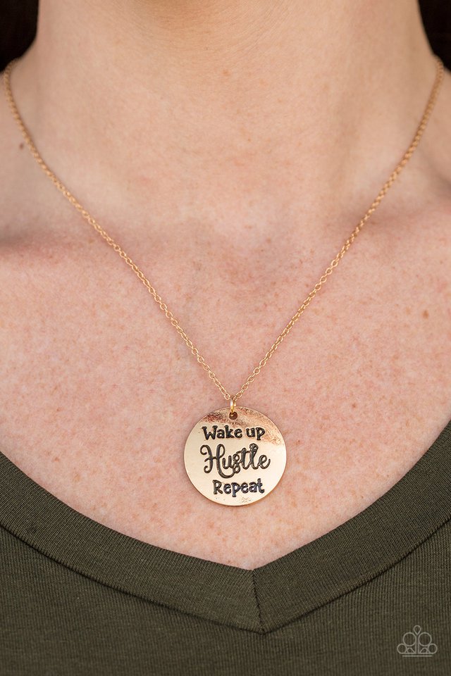 Paparazzi ♥ Hustle On Repeat - Gold ♥ Necklace