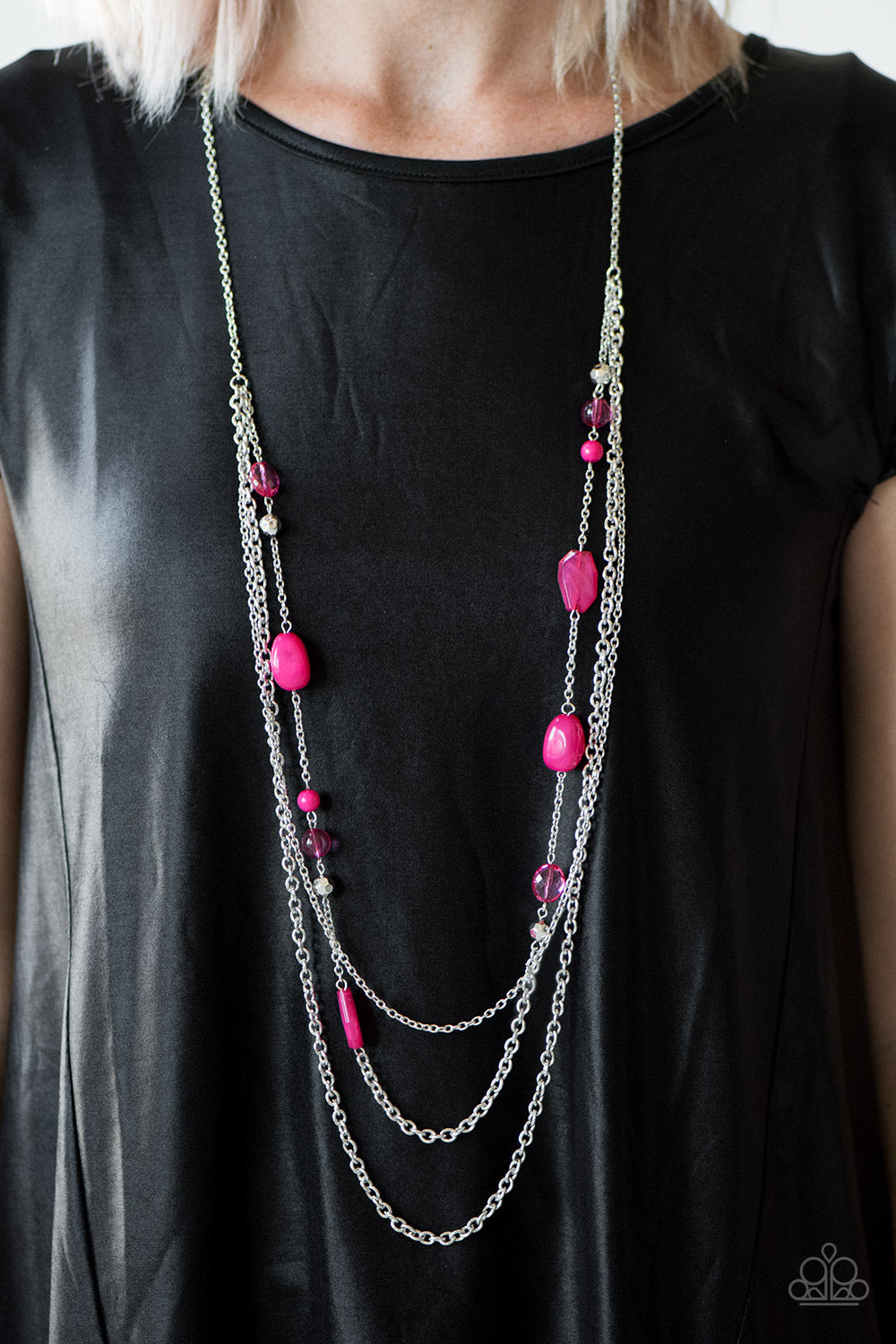 Paparazzi ♥ BELIZE It Or Not - Pink ♥  Necklace