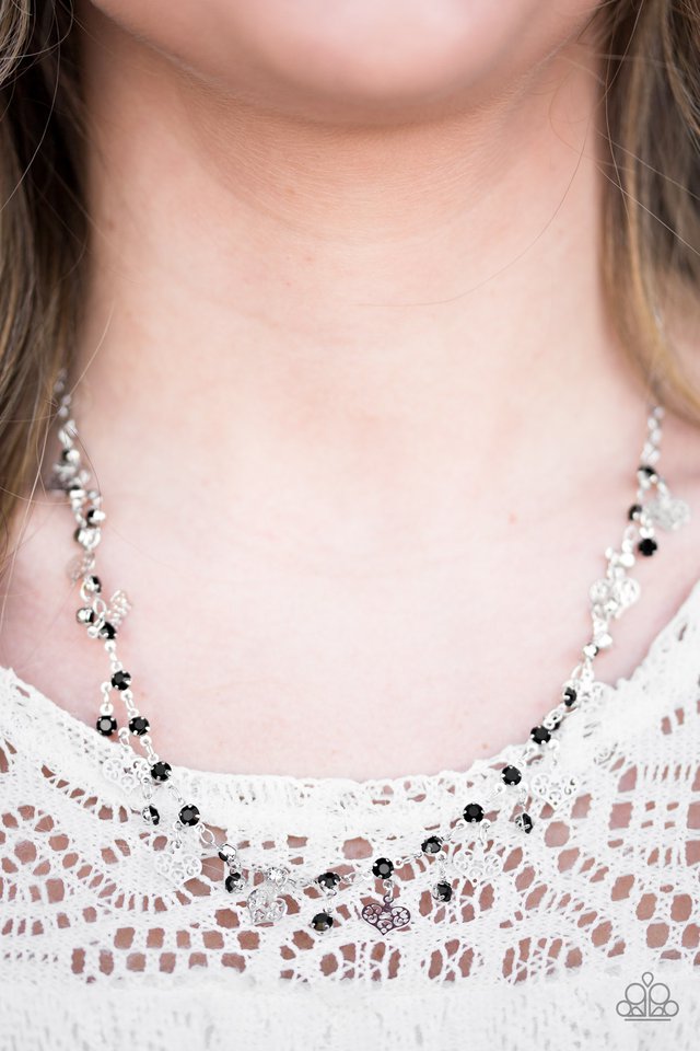 Paparazzi ♥ With Open Hearts - Black ♥ Necklace