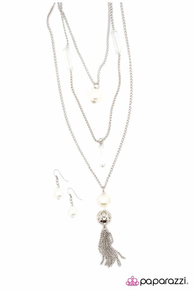 Paparazzi ♥ Cascading Elegance - White ♥ Necklace