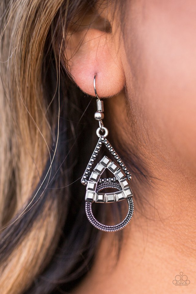 Paparazzi ♥ On The Edge Of Your Seat - Silver ♥ Earrings