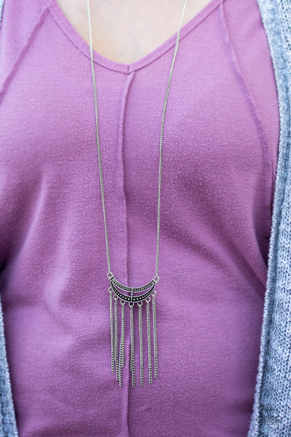 Paparazzi ♥ Mayan Moon - Silver ♥  Necklace