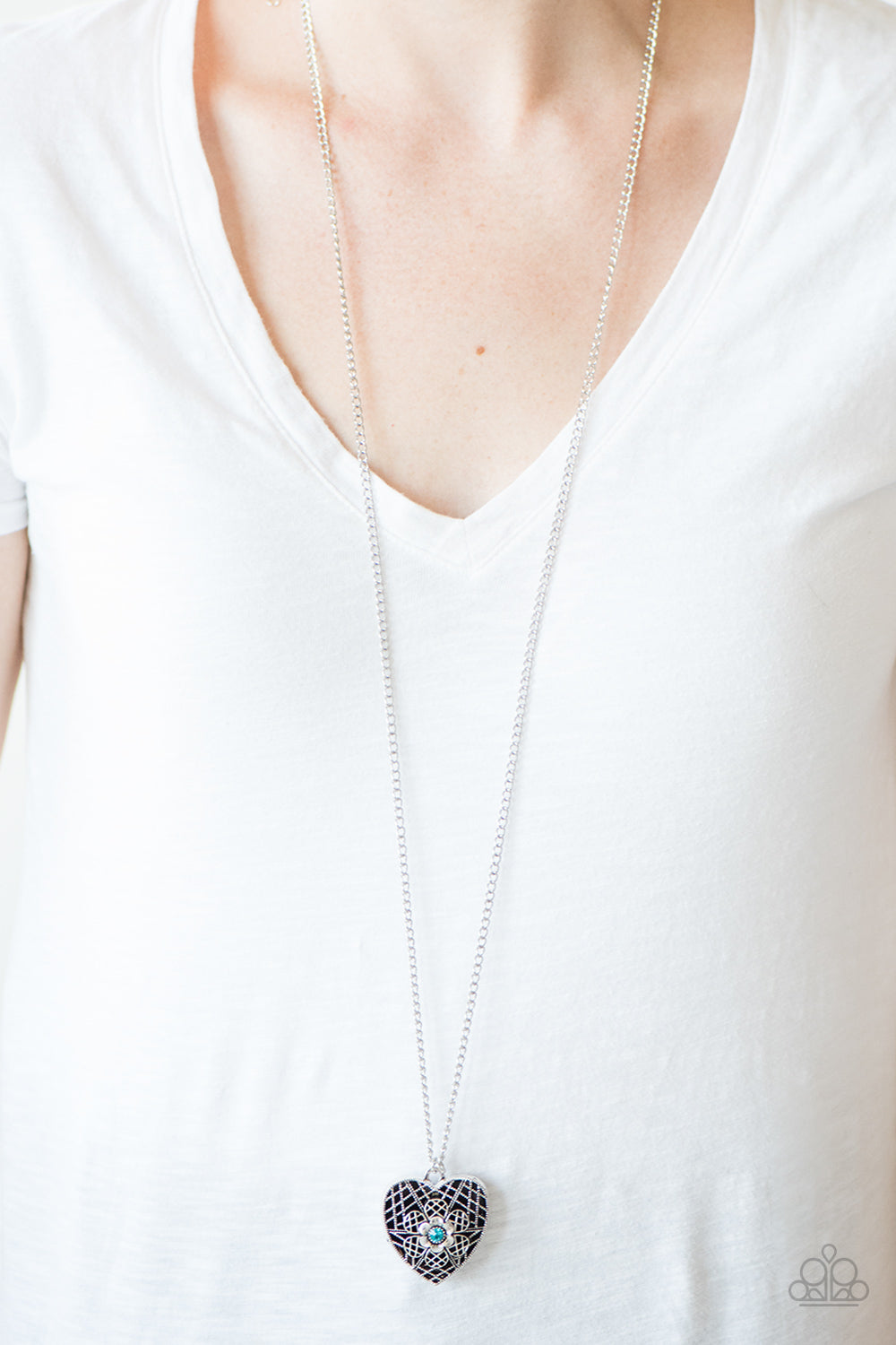 Paparazzi ♥ Under LOCKET and Key - Blue ♥  Necklace