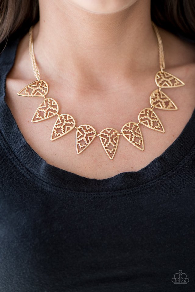 Paparazzi ♥ Triassic Triumph - Gold ♥ Necklace