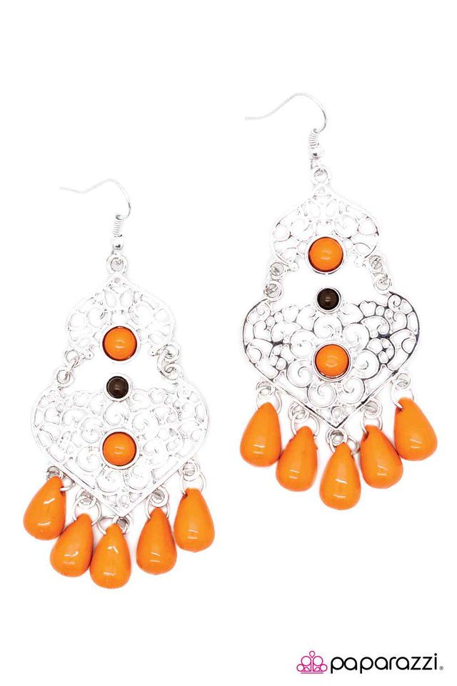 Paparazzi ♥ Boho Bollywood - Orange ♥ Earrings