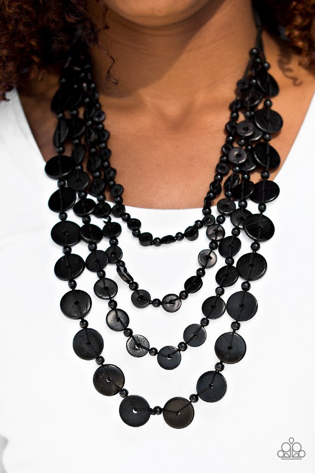 Paparazzi ♥ Fiji Flair - Black ♥ Necklace