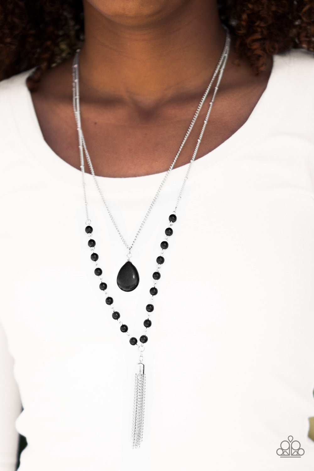 Paparazzi ♥ Flintstone Flirt - Black ♥  Necklace