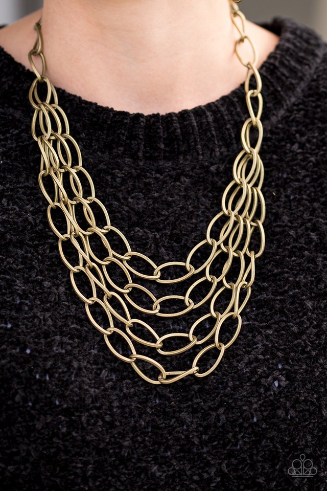 Paparazzi ♥ Chain Reaction - Brass ♥ Necklace