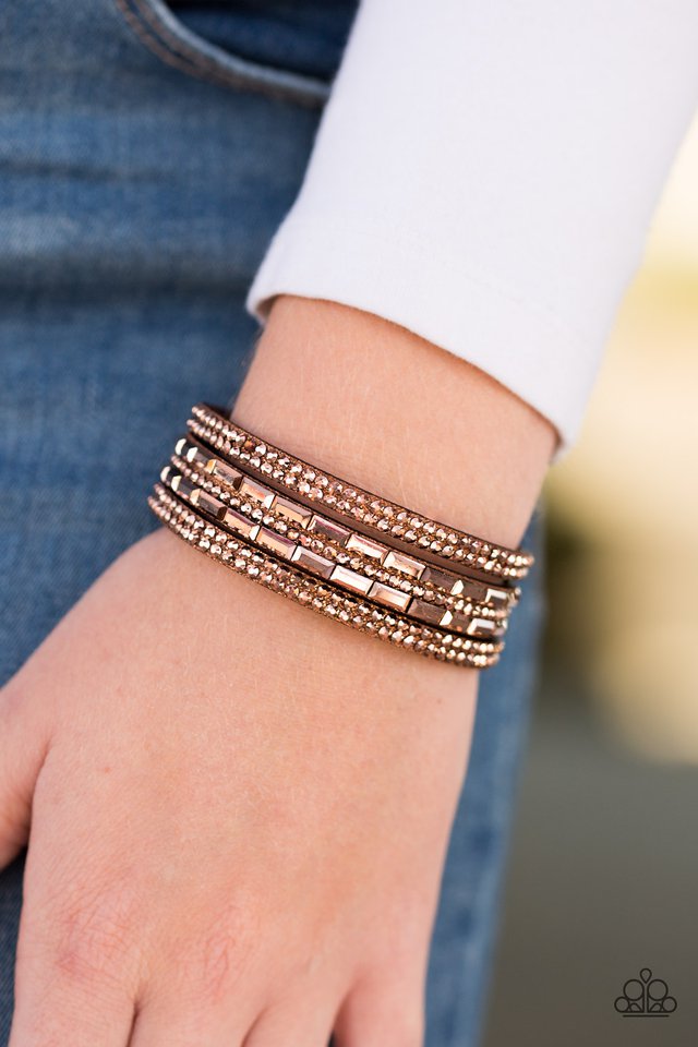 Paparazzi ♥ Rhinestone Rock Star - Copper ♥ Bracelet
