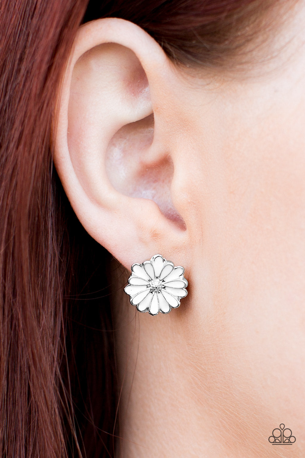 Paparazzi ♥ Magnificent Magnolia - White Post ♥  Post Earrings