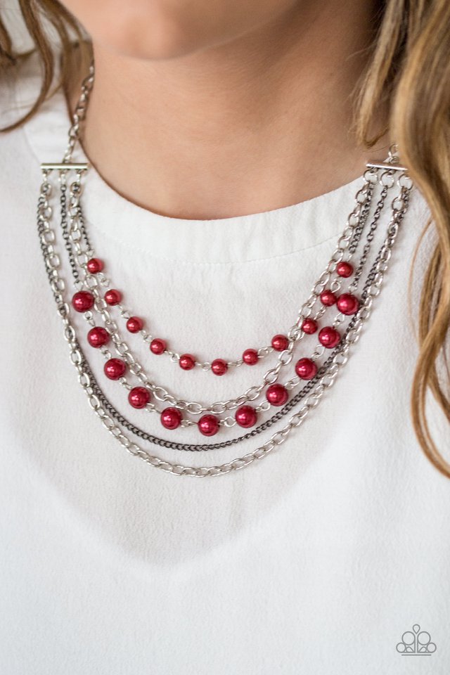 Paparazzi ♥ Metro Modest - Red ♥ Necklace