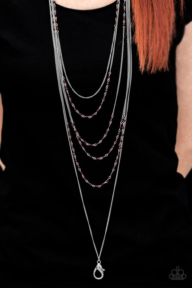 Paparazzi ♥ Glitter Go-Getter - Red Lanyard ♥ Lanyard