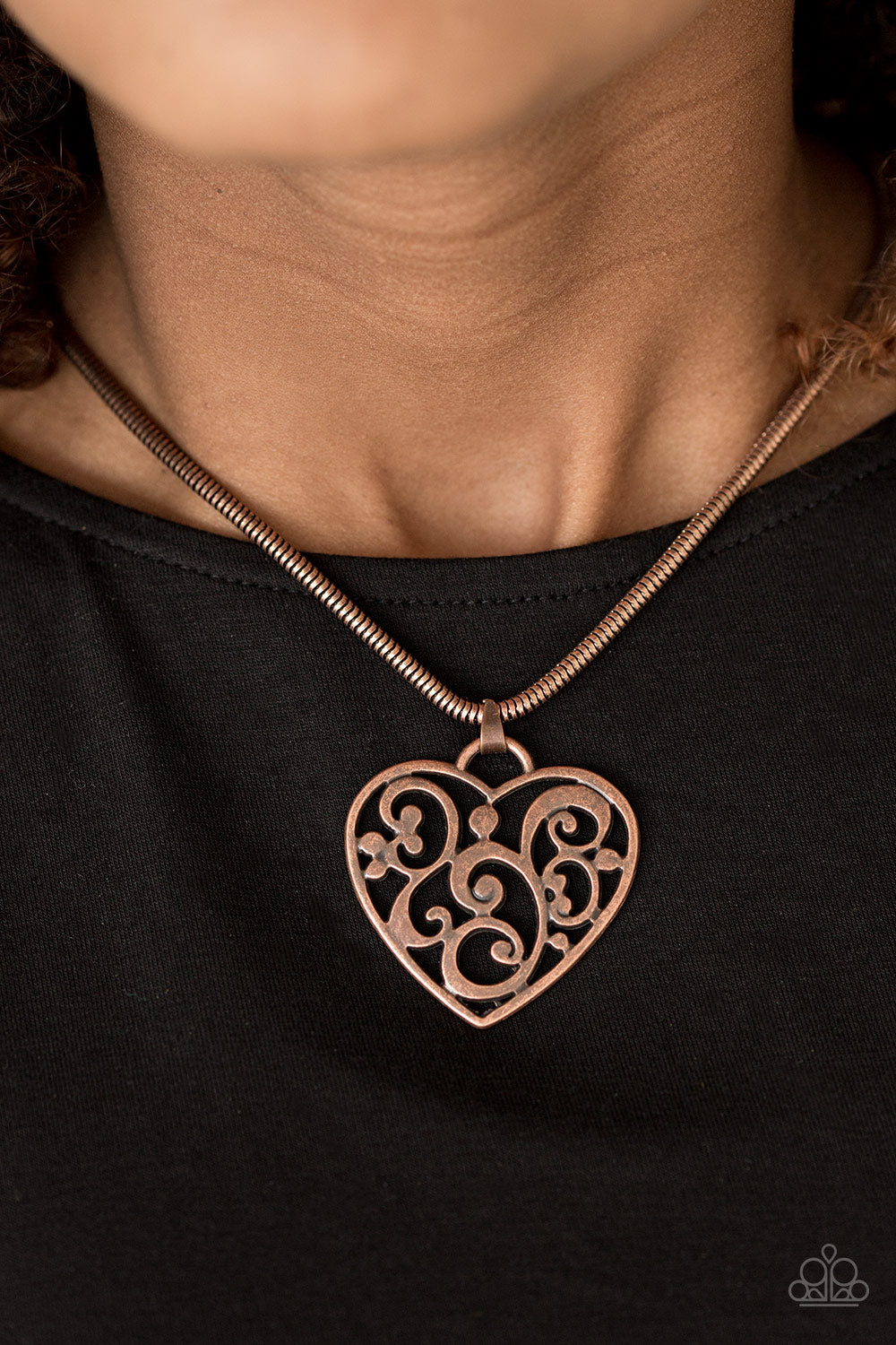 Paparazzi ♥ FILIGREE Your Heart With Love - Copper ♥  Necklace