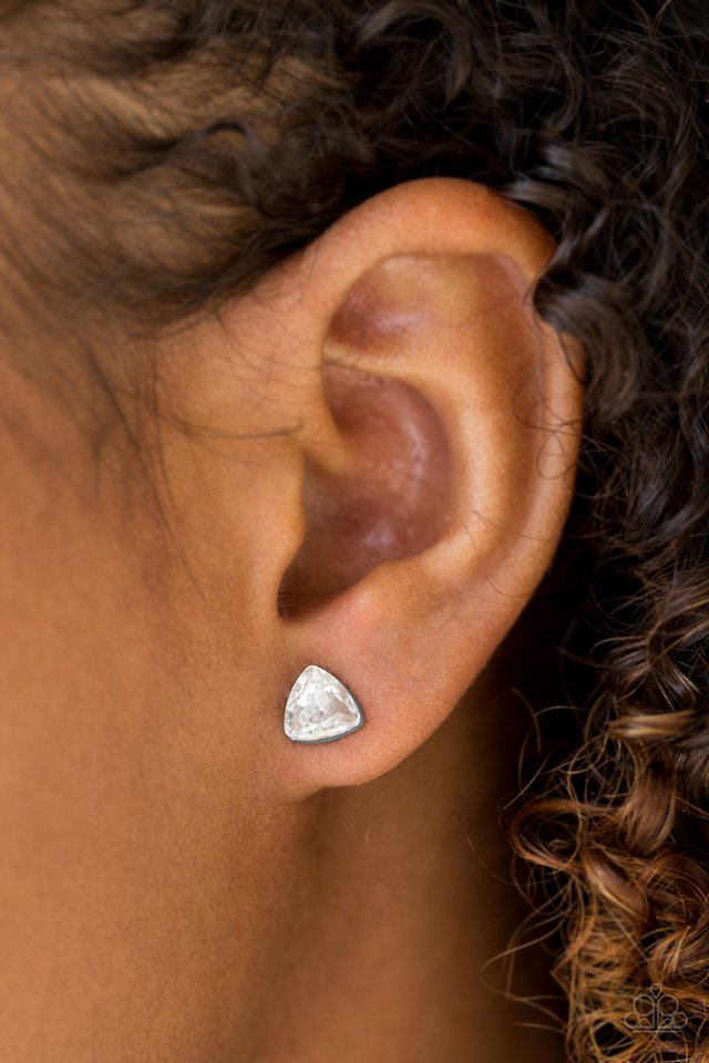 Paparazzi ♥ Precision Shine - White Post ♥ Post Earrings