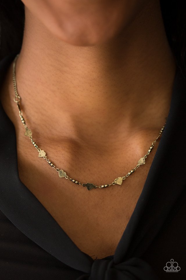 Paparazzi ♥ Fierce Hearts - Brass ♥ Necklace