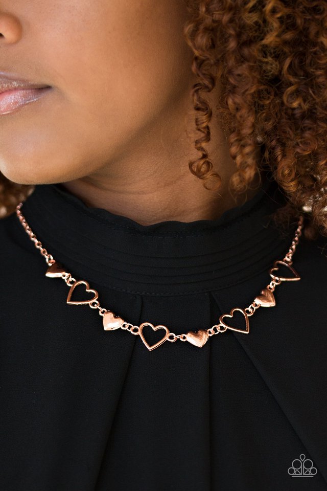 Paparazzi ♥ Hustle and Heart - Copper ♥ Necklace