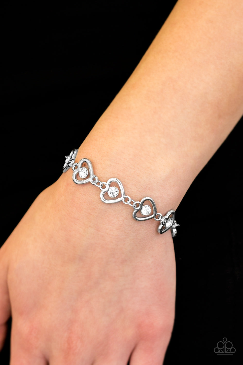 Paparazzi ♥ Jealous Heart - White ♥  Bracelet