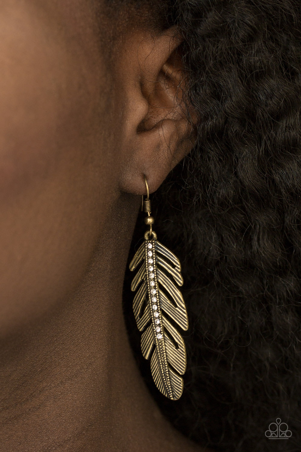 Paparazzi ♥ Feather On Fleek - Brass ♥  Earrings