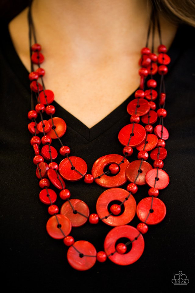 Paparazzi ♥ Bali Boardwalk - Red ♥ Necklace