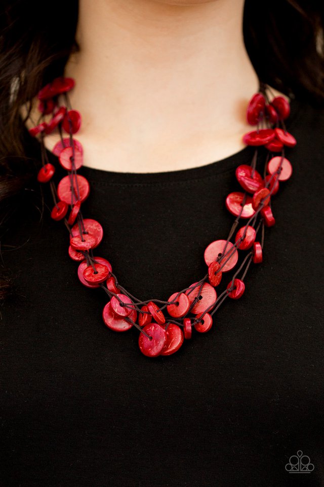 Paparazzi ♥ Bermuda Beach House - Red ♥ Necklace