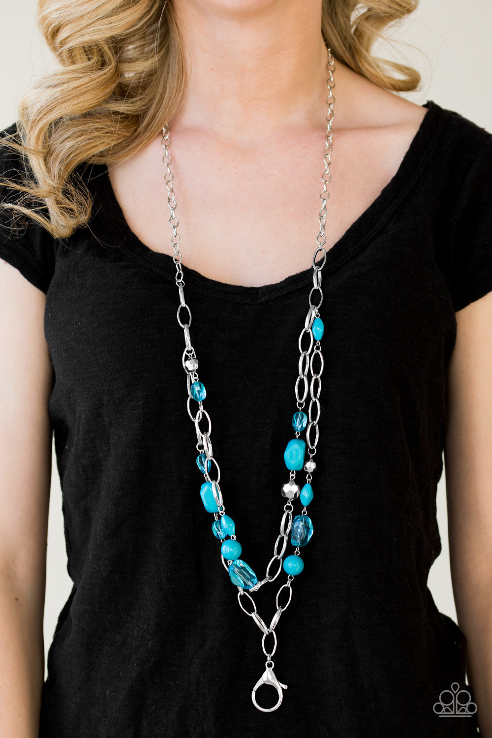 Paparazzi ♥ GLEAM Weaver - Blue Lanyard ♥  Lanyard