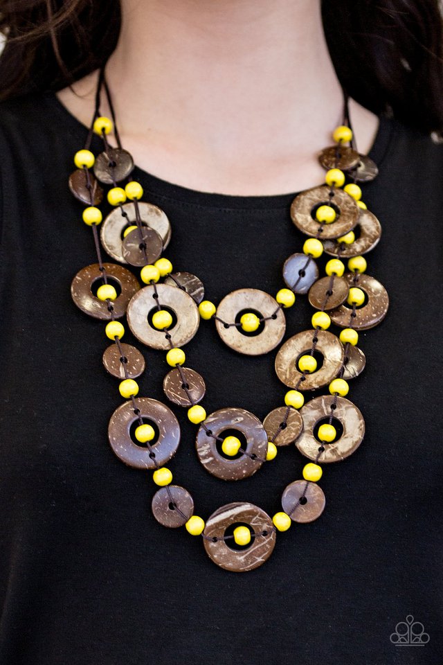 Paparazzi ♥ Bahama Bungalow - Yellow ♥ Necklace