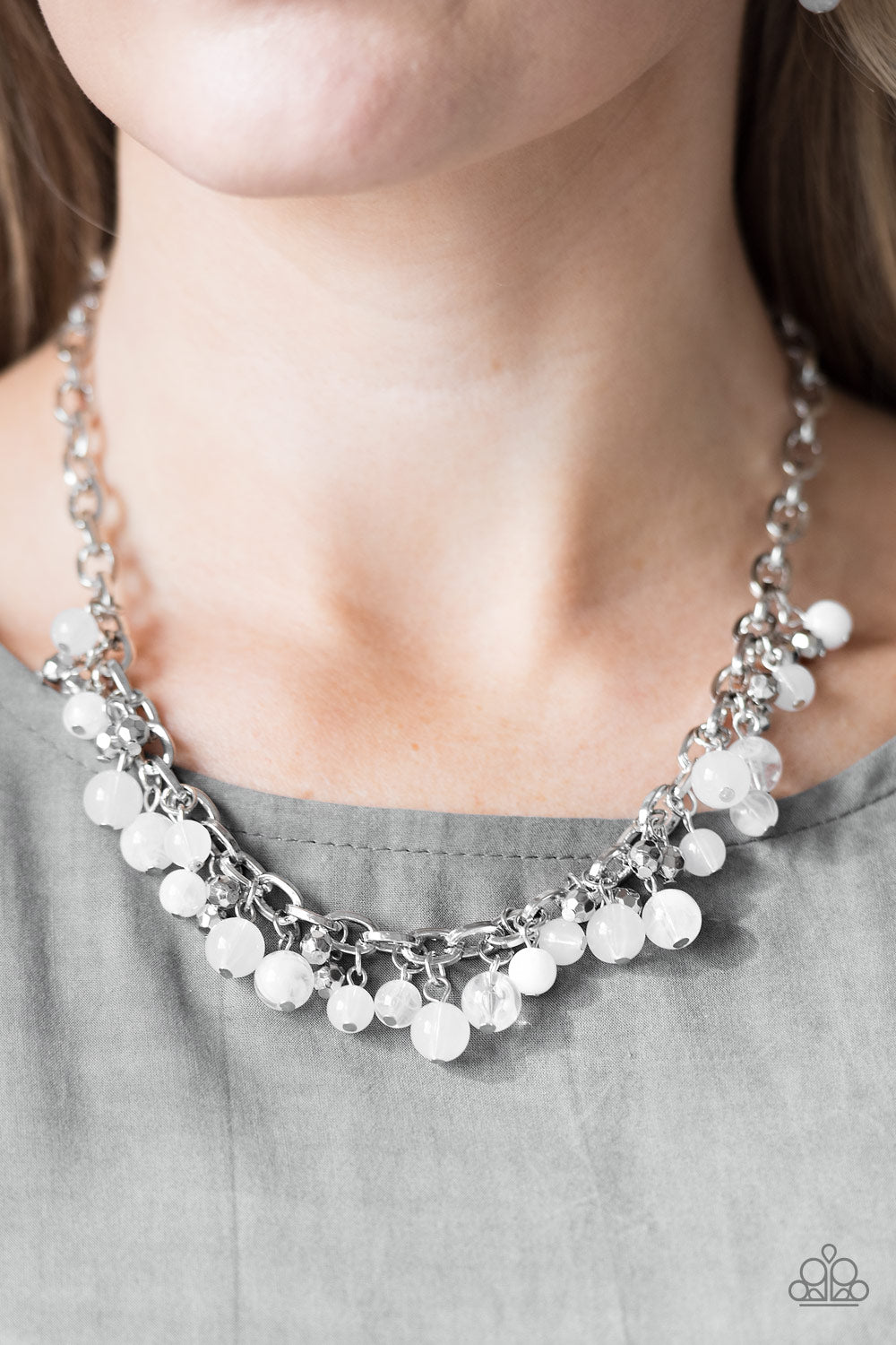 Paparazzi ♥ Palm Beach Boutique - White ♥  Necklace