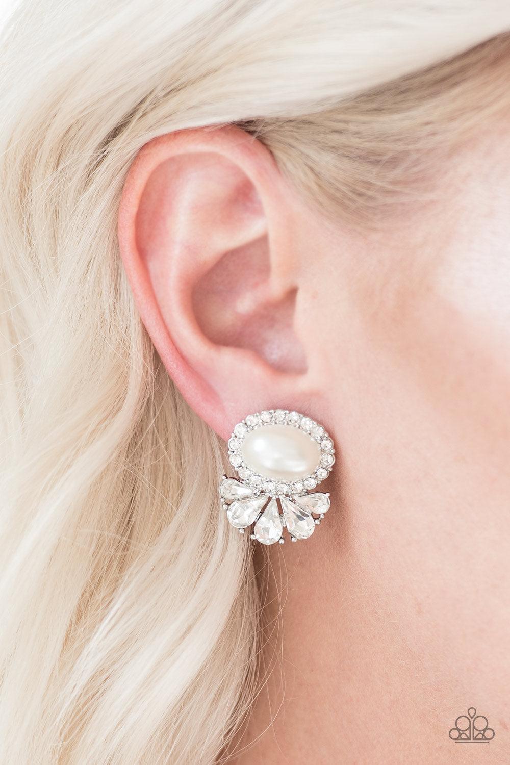 Paparazzi ♥ Happily Ever After-Glow - White Post ♥  Post Earrings