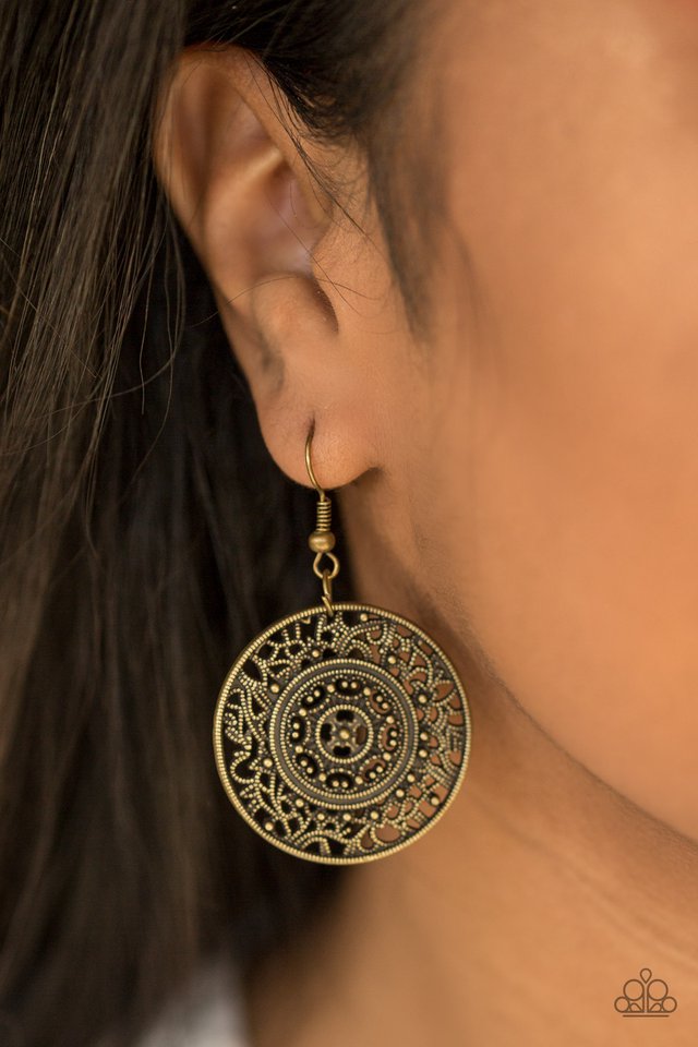 Paparazzi ♥ Say You WHEEL - Brass ♥ Earrings