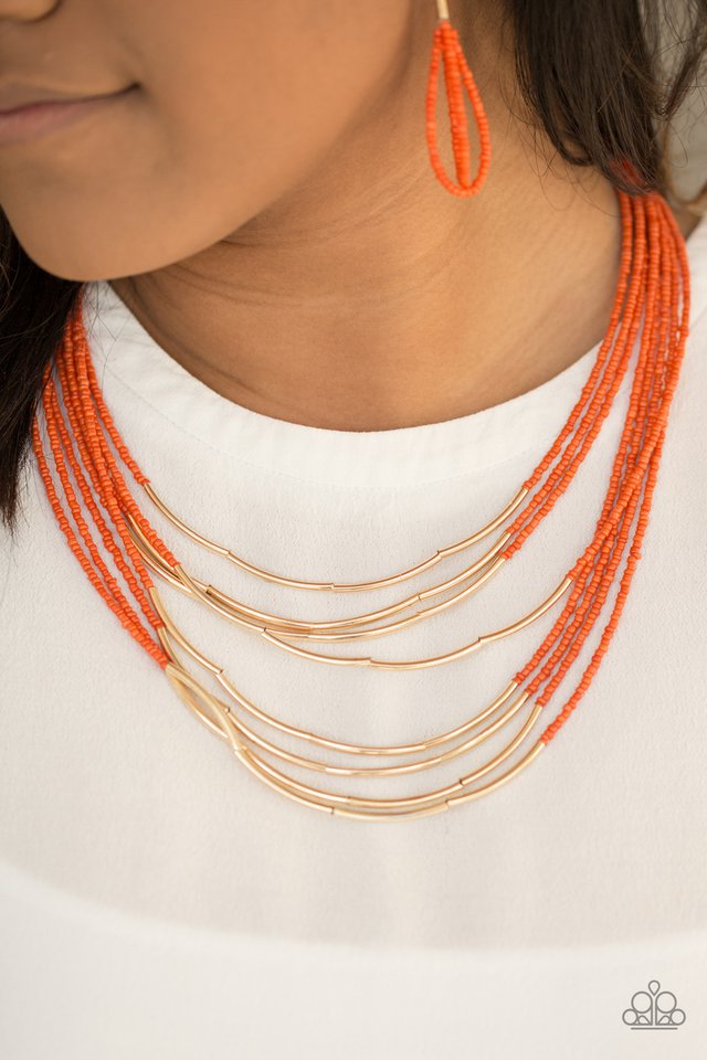 Paparazzi ♥ Living The GLEAM 2 - Orange ♥ Necklace