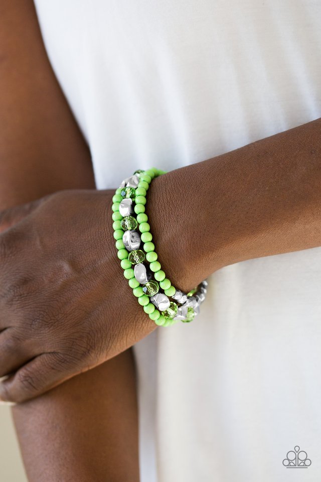 Paparazzi ♥ Beaded Bravado - Green ♥ Bracelet