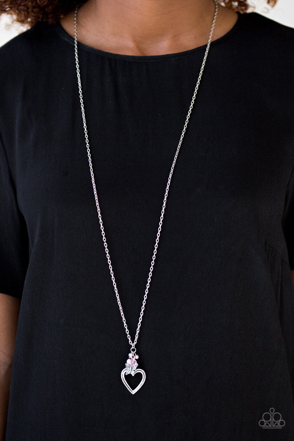 Paparazzi ♥ Fluttering Heart - Pink ♥  Necklace