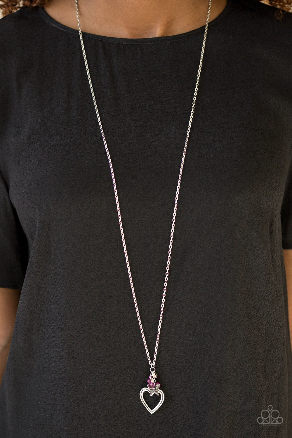 Paparazzi ♥ Fluttering Heart - Purple ♥  Necklace