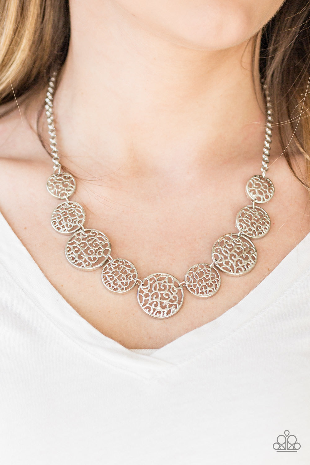 Paparazzi ♥ All The Time In The WHIRL - Silver ♥  Necklace