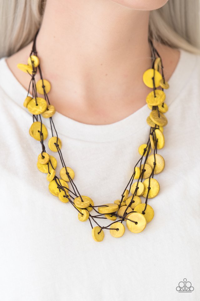 Paparazzi ♥ Bermuda Beach House - Yellow ♥ Necklace