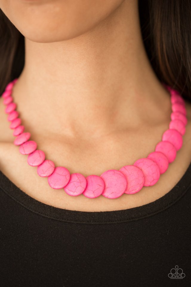 Paparazzi ♥ Desert Flats - Pink ♥ Necklace