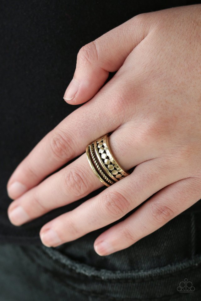 Paparazzi ♥ Textile Tease - Brass ♥ Ring