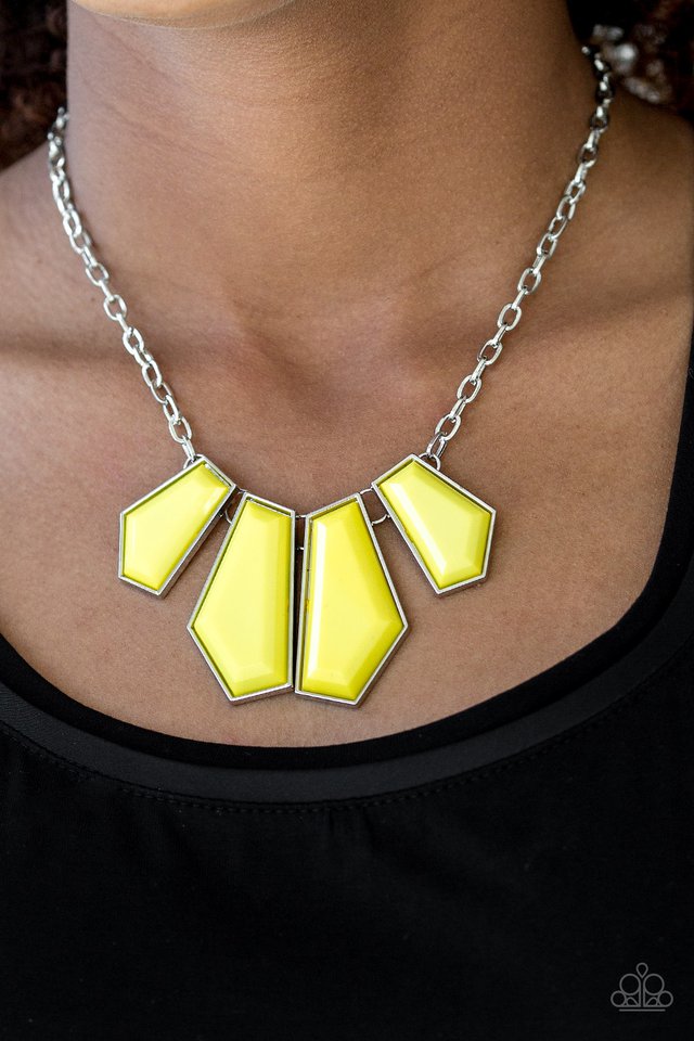 Paparazzi ♥ Get Up and GEO - Yellow ♥ Necklace