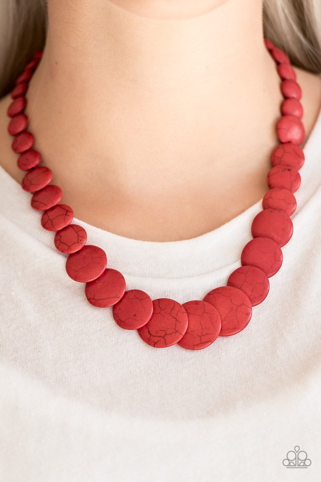 Paparazzi ♥ Desert Flats - Red ♥ Necklace