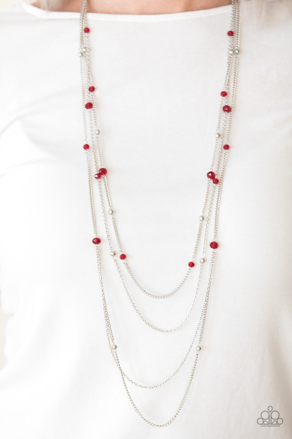 Paparazzi ♥ On The Front SHINE - Red ♥  Necklace
