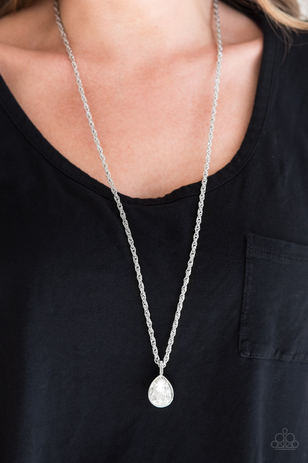 Paparazzi ♥ Million Dollar Drop - White ♥  Necklace