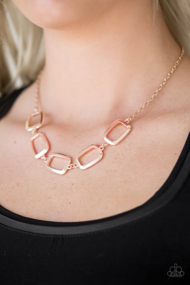 Paparazzi ♥ Gorgeously Geometric - Rose Gold ♥ Necklace