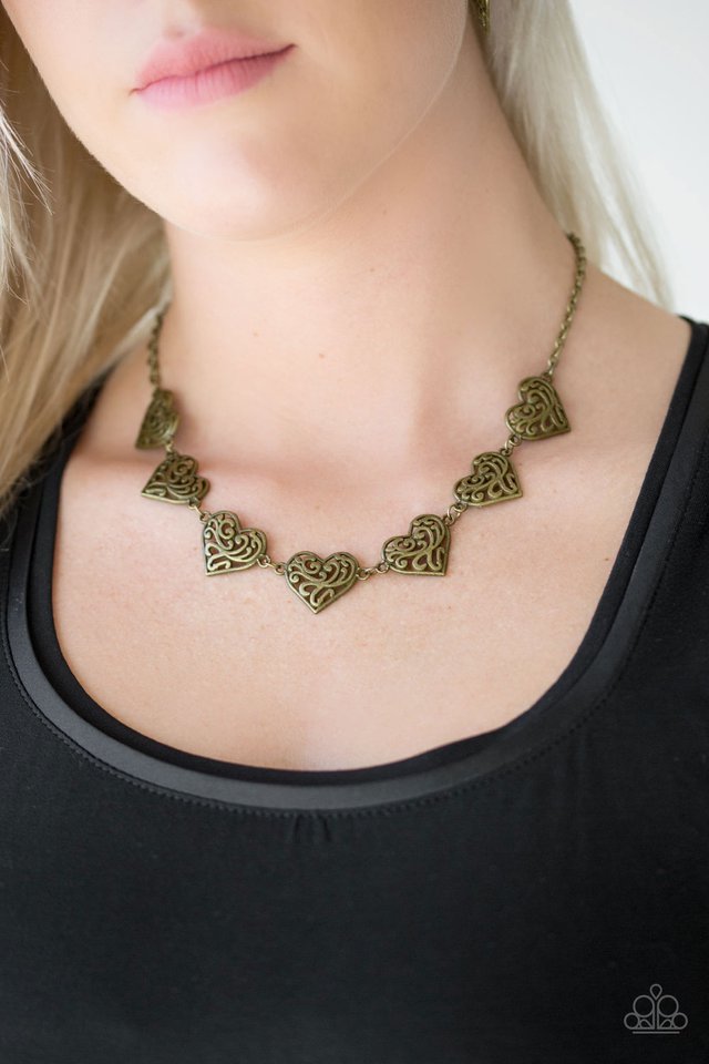 Paparazzi ♥ Heart Heaven - Brass ♥ Necklace