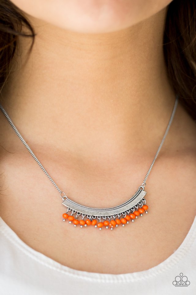 Paparazzi ♥ Fringe Fever - Orange ♥ Necklace