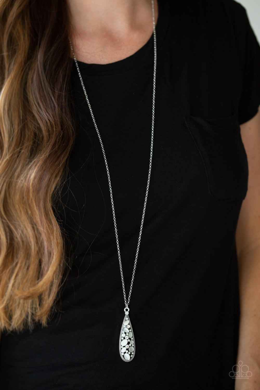 Paparazzi ♥ Teardrop Treasure - White ♥  Necklace
